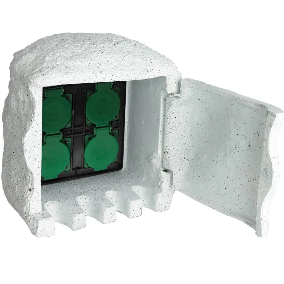 vidaXL Tuinstopcontact 4 ingangen waterproof resin wit