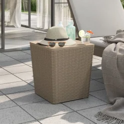 vidaXL Tuintafel met afneembaar deksel polypropeen lichtbruin