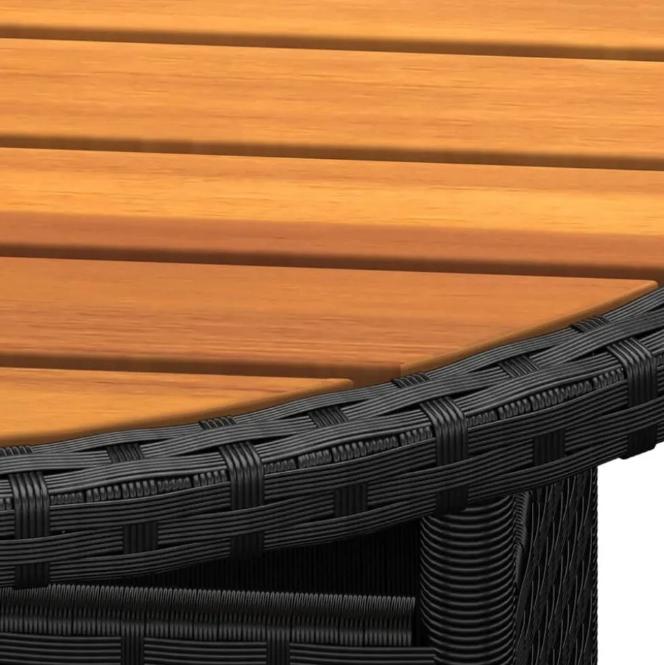vidaXL Tuintafel Ø80x75 cm acaciahout en poly rattan zwart