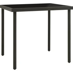 vidaXL Tuintafel 80x80x72 cm glas en staal antracietkleurig