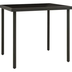 vidaXL Tuintafel 80x80x72 cm glas en staal antracietkleurig