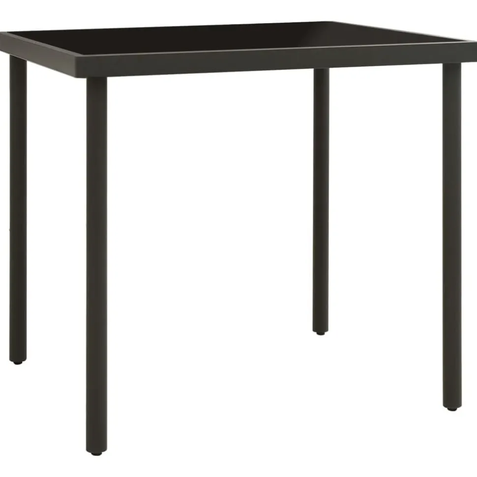 vidaXL Tuintafel 80x80x72 cm glas en staal antracietkleurig