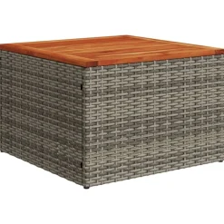 vidaXL Tuintafel 55x55x37 cm poly rattan en acaciahout grijs