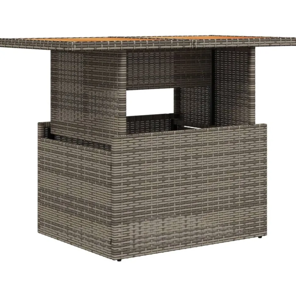 vidaXL Tuintafel 100x55x73 cm poly rattan en acaciahout grijs