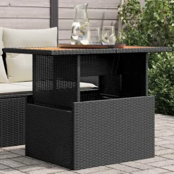 vidaXL Tuintafel 100x55x73 cm poly rattan en acaciahout zwart