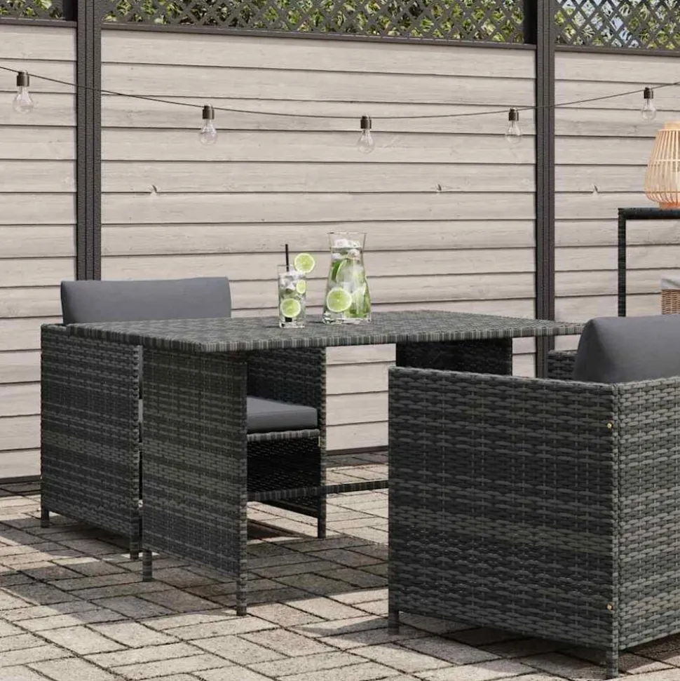 vidaXL Tuintafel 110x70x65 cm poly rattan grijs