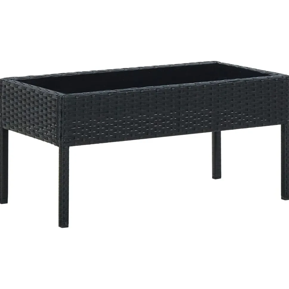 vidaXL Tuintafel 75x40x37 cm poly rattan zwart