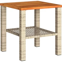 vidaXL Tuintafel 40x40x42 cm poly rattan en acaciahout beige