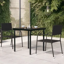 vidaXL Tuintafel 80x80x74 cm staal en glas zwart