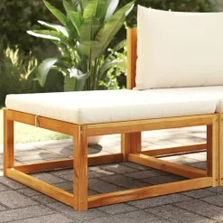 vidaXL Tuinvoetenbank met kussen 65x65x29 massief acaciahout