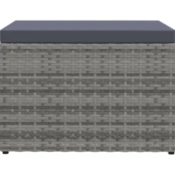 vidaXL Tuinvoetenbank met kussen poly rattan grijs