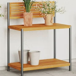 vidaXL Tuinwerktafel 90x50x110 cm massief acaciahout en staal