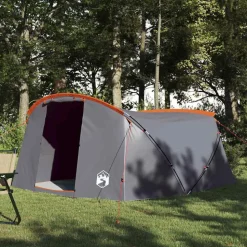 vidaXL Tunnel Tent 4-Person met dak Grijs en Oranje 318 x 275 x 140 cm