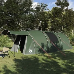 vidaXL Tunnel Tent 4-Person met dak Groen en Wit 740 x 370 x 220 cm