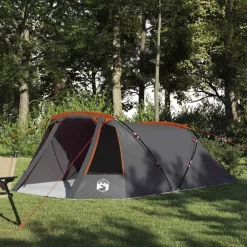 vidaXL Tunnel Tent 3-Person met dak Grijs en Oranje 328 x 228 x 115 cm