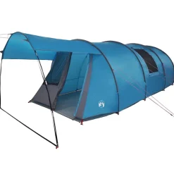 vidaXL Tunnel Tent 4-Person met dak Blauw en Grijs 740 x 370 x 220 cm
