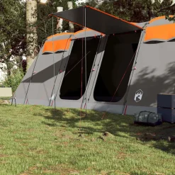 vidaXL Tunneltent 8-persoons waterdicht grijs en oranje