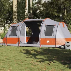 vidaXL Tunneltent 4-persoons waterdicht grijs en oranje