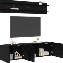 vidaXL TV Eenheden Wandgemonteerd 6 pcs Zwart eiken Bewerkt hout