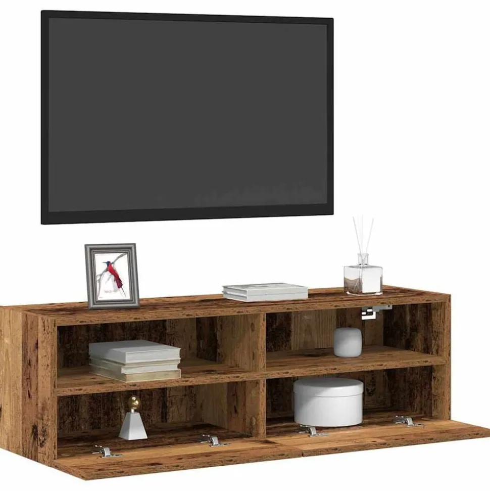 vidaXL TV Wandkast Oud hout 100 x 30 x 30 cm Bewerkt hout