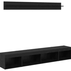 vidaXL TV Wandkast Set met LED 5 pcs Zwart Eiken Bewerkt hout