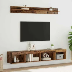 vidaXL TV Wandkast Set met LED 5 pcs Oudhout Bewerkt hout