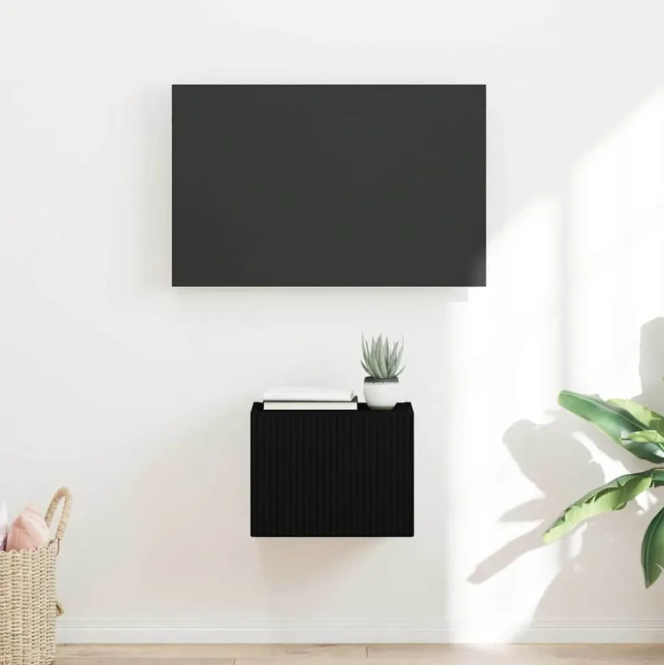 vidaXL TV Wandkast Wandgemonteerd Zwart 39 x 31 x 29,5 cm Bewerkt hout