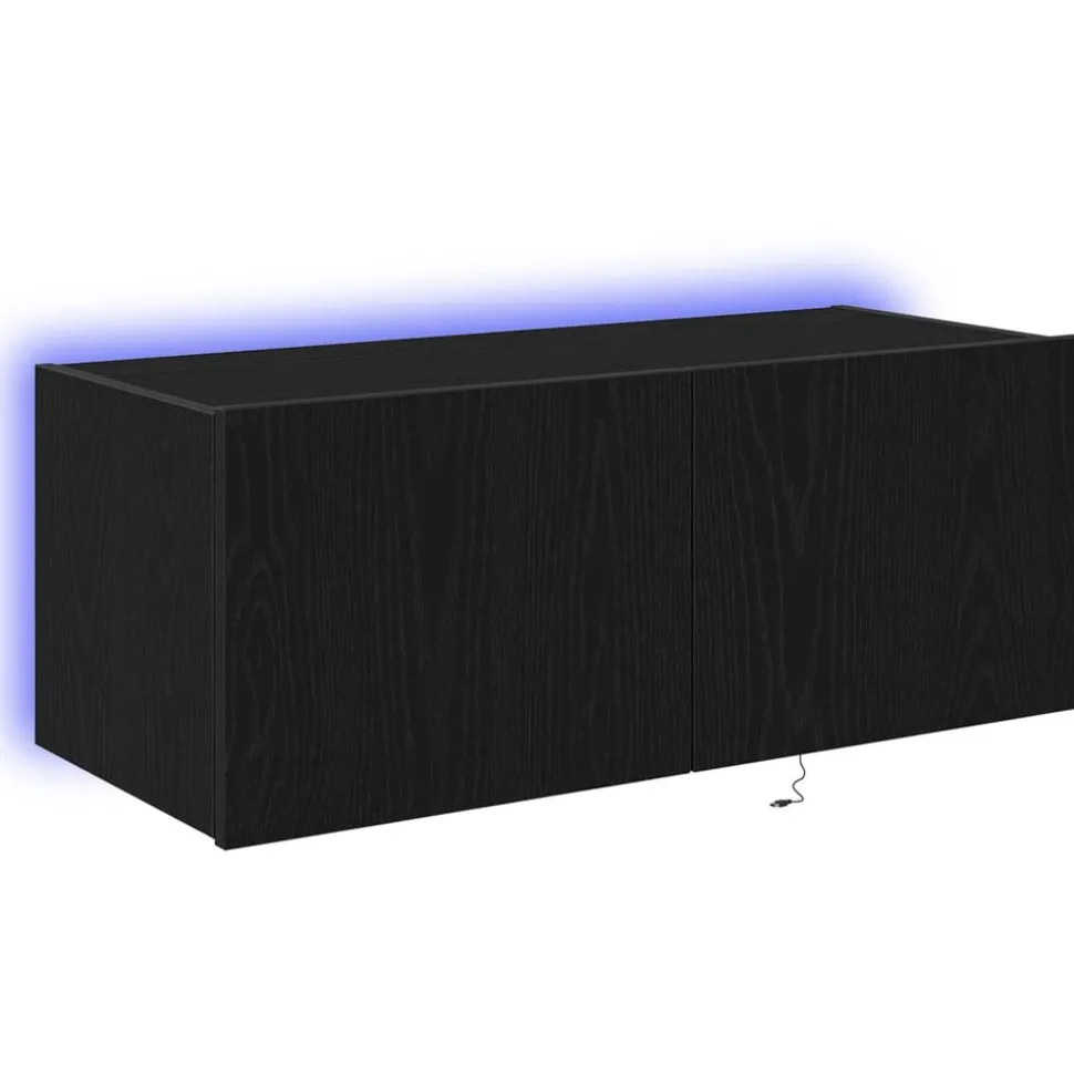 vidaXL TV Wandkast Zwart Eiken 80 x 35 x 31 cm Bewerkt hout