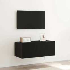 vidaXL TV Wandkast Zwart Eiken 80 x 35 x 31 cm Bewerkt hout