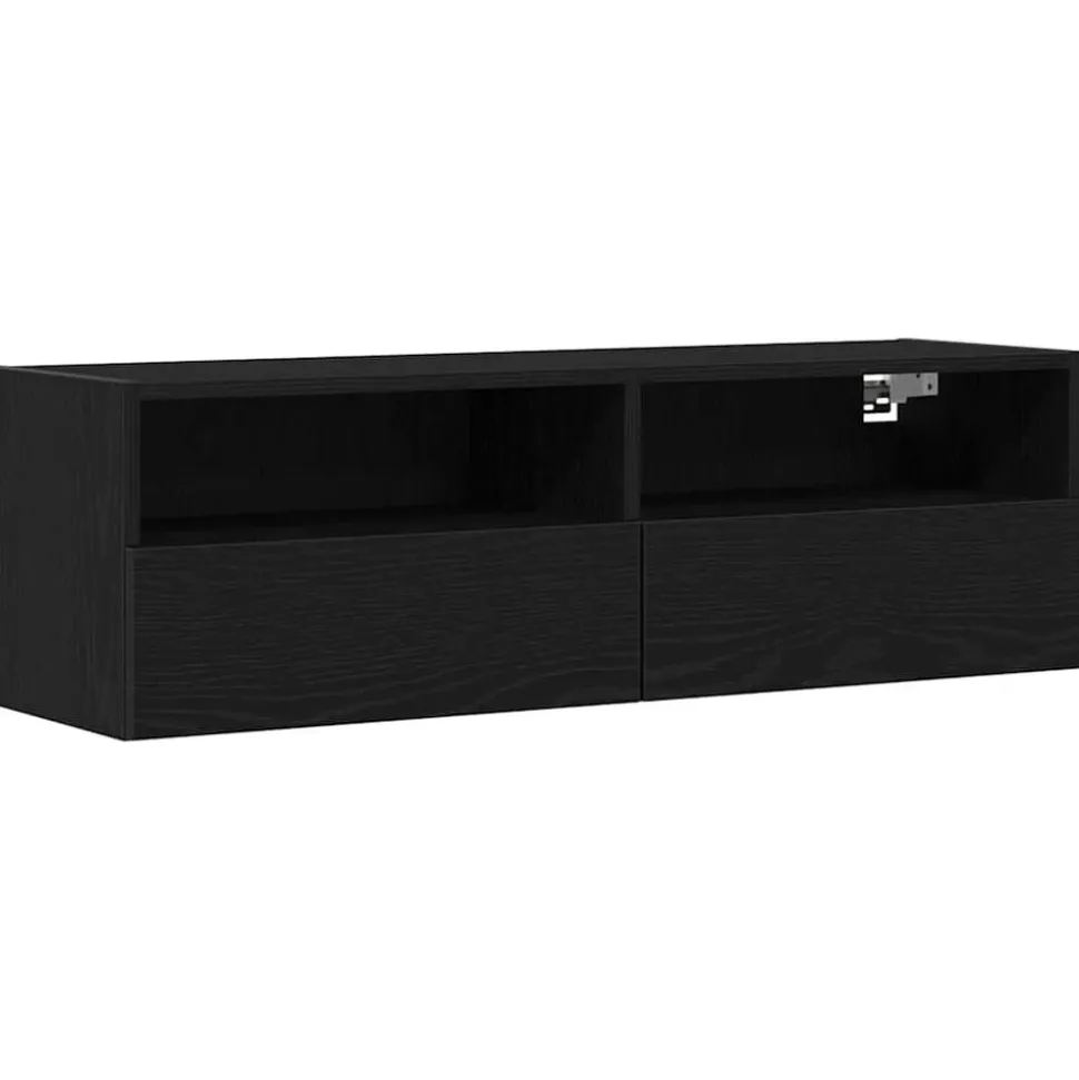 vidaXL TV Wandkast Zwart Eiken 100 x 30 x 30 cm Bewerkt hout