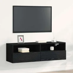 vidaXL TV Wandkast Zwart Eiken 100 x 30 x 30 cm Bewerkt hout