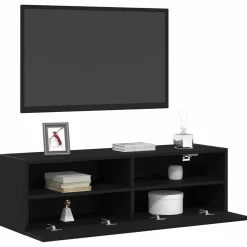vidaXL TV Wandkast Zwart Eiken 100 x 30 x 30 cm Bewerkt hout