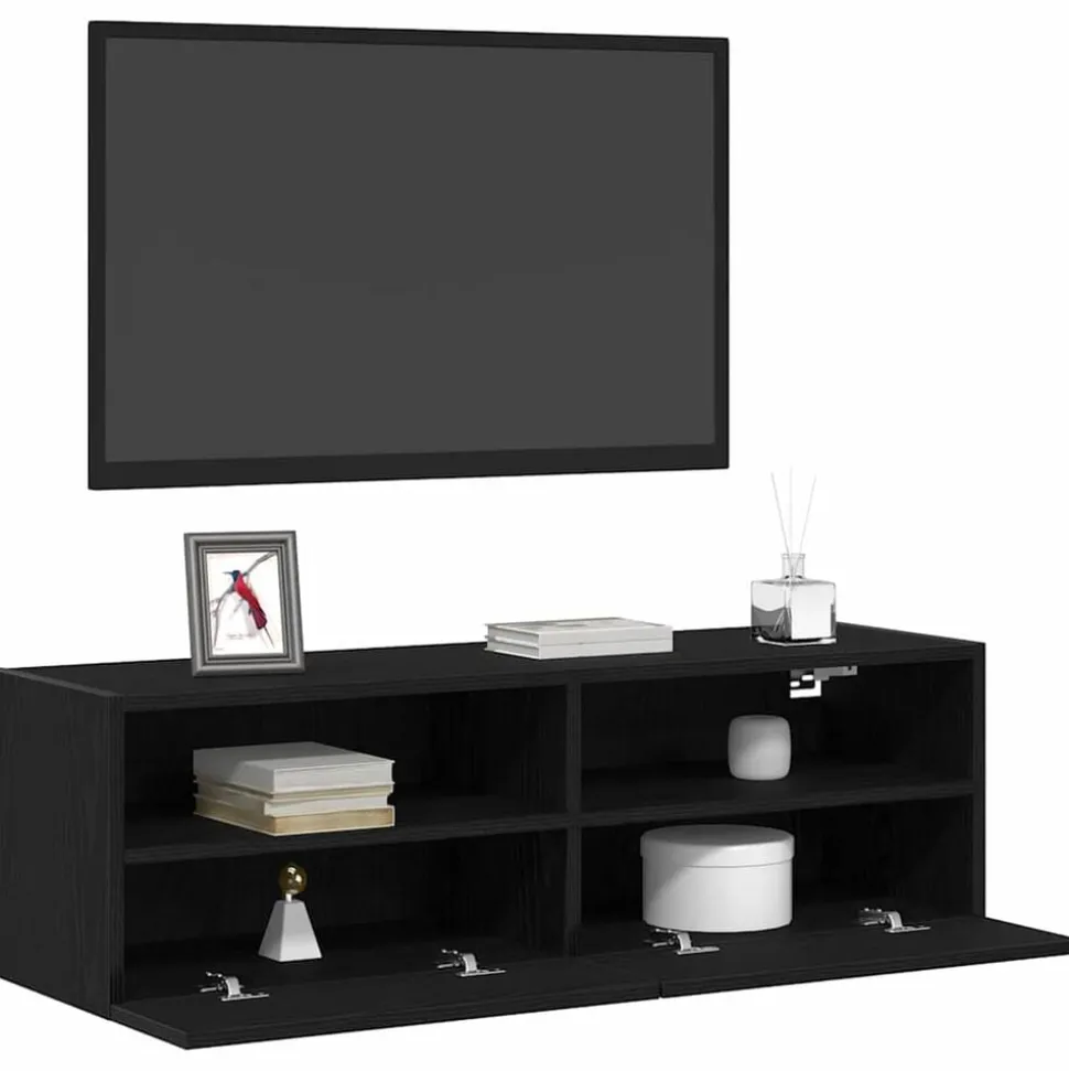 vidaXL TV Wandkast Zwart Eiken 100 x 30 x 30 cm Bewerkt hout