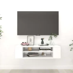 vidaXL Tv-hangmeubel 100x30x26,5 cm bewerkt hout wit