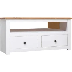 vidaXL Tv-hoekkast Panama Range 93x49x49 cm massief grenenhout wit