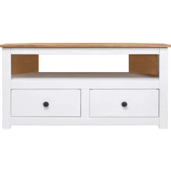 vidaXL Tv-hoekkast Panama Range 93x49x49 cm massief grenenhout wit