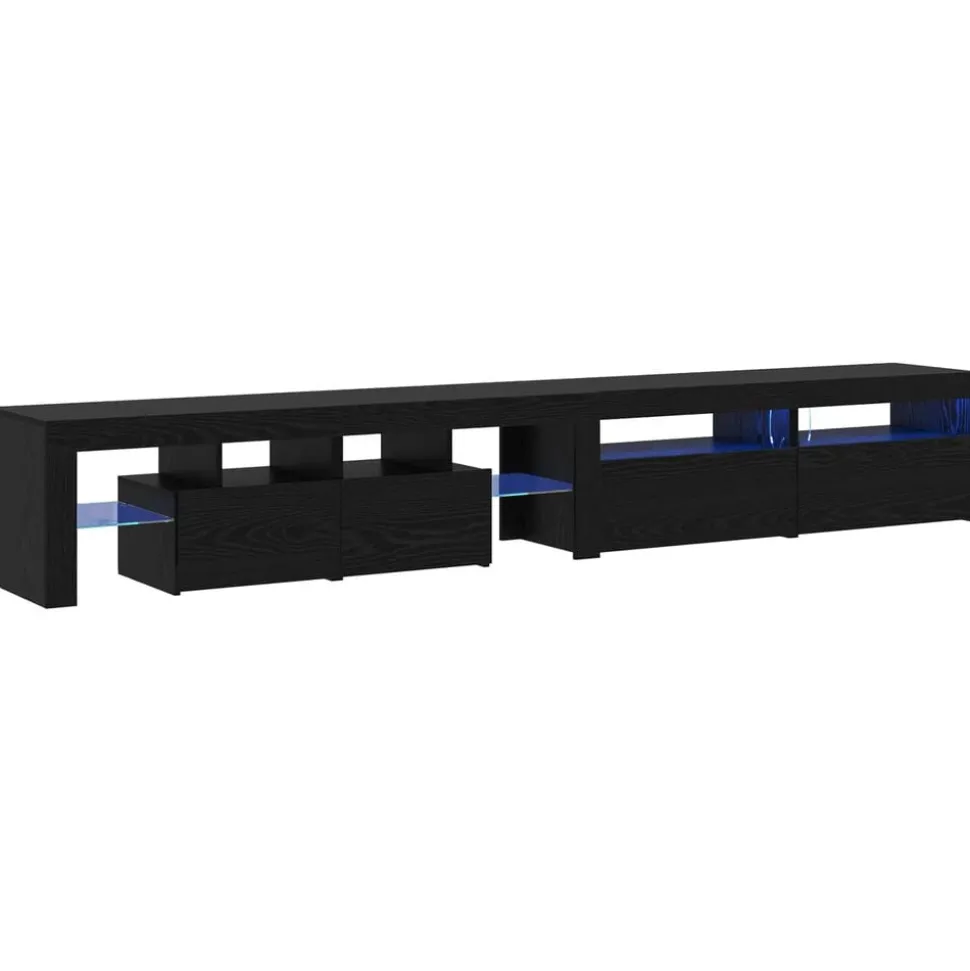 vidaXL TV-kast 3 pcs Zwart Eiken 260 x 37 x 40 cm Bewerkt hout