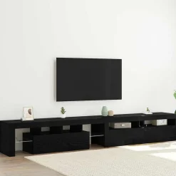 vidaXL TV-kast 3 pcs Zwart Eiken 260 x 37 x 40 cm Bewerkt hout