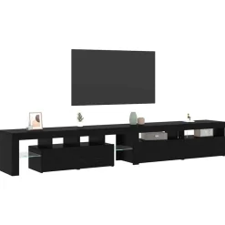 vidaXL TV-kast 3 pcs Zwart Eiken 260 x 37 x 40 cm Bewerkt hout