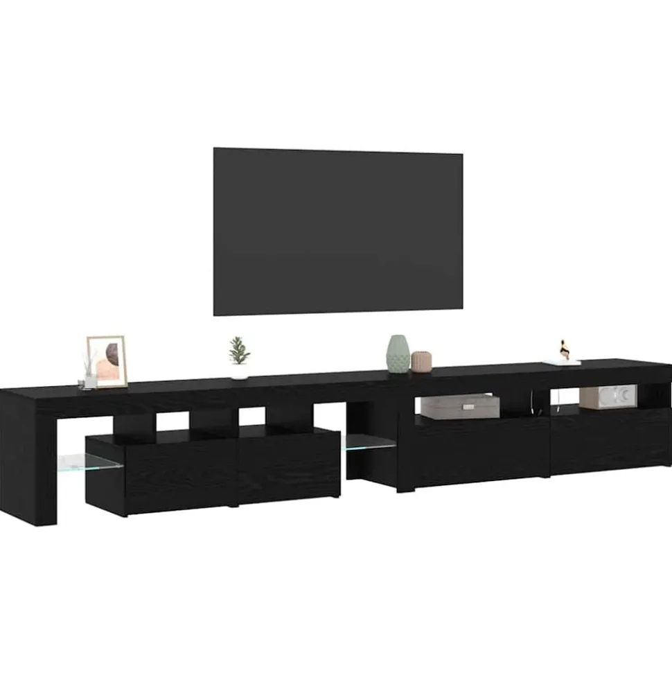 vidaXL TV-kast 3 pcs Zwart Eiken 260 x 37 x 40 cm Bewerkt hout
