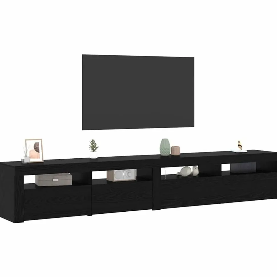 vidaXL TV-kast 2 pcs Zwart Eiken 240 x 35 x 40 cm Bewerkt hout