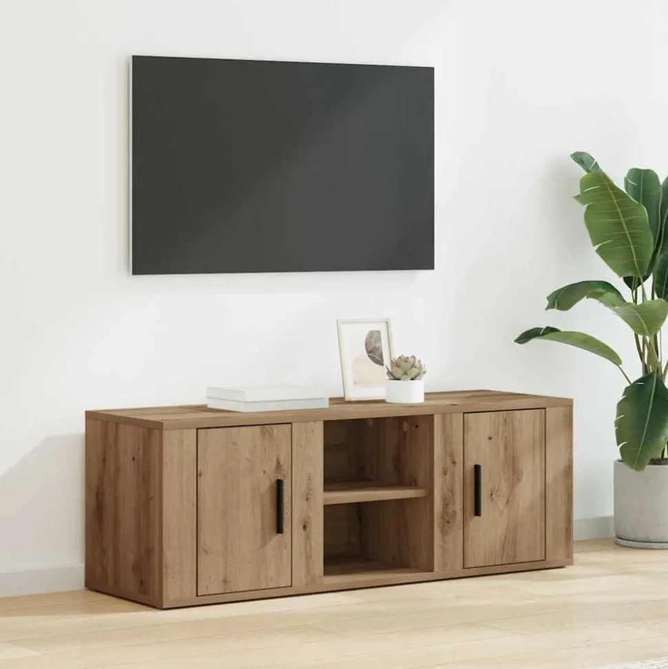 vidaXL TV-kast Artisan Eiken 100 x 31,5 x 35 cm Bewerkt hout