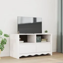 vidaXL TV-kast met lade Drammen Wit 99 x 43 x 55 cm Massief grenenhout