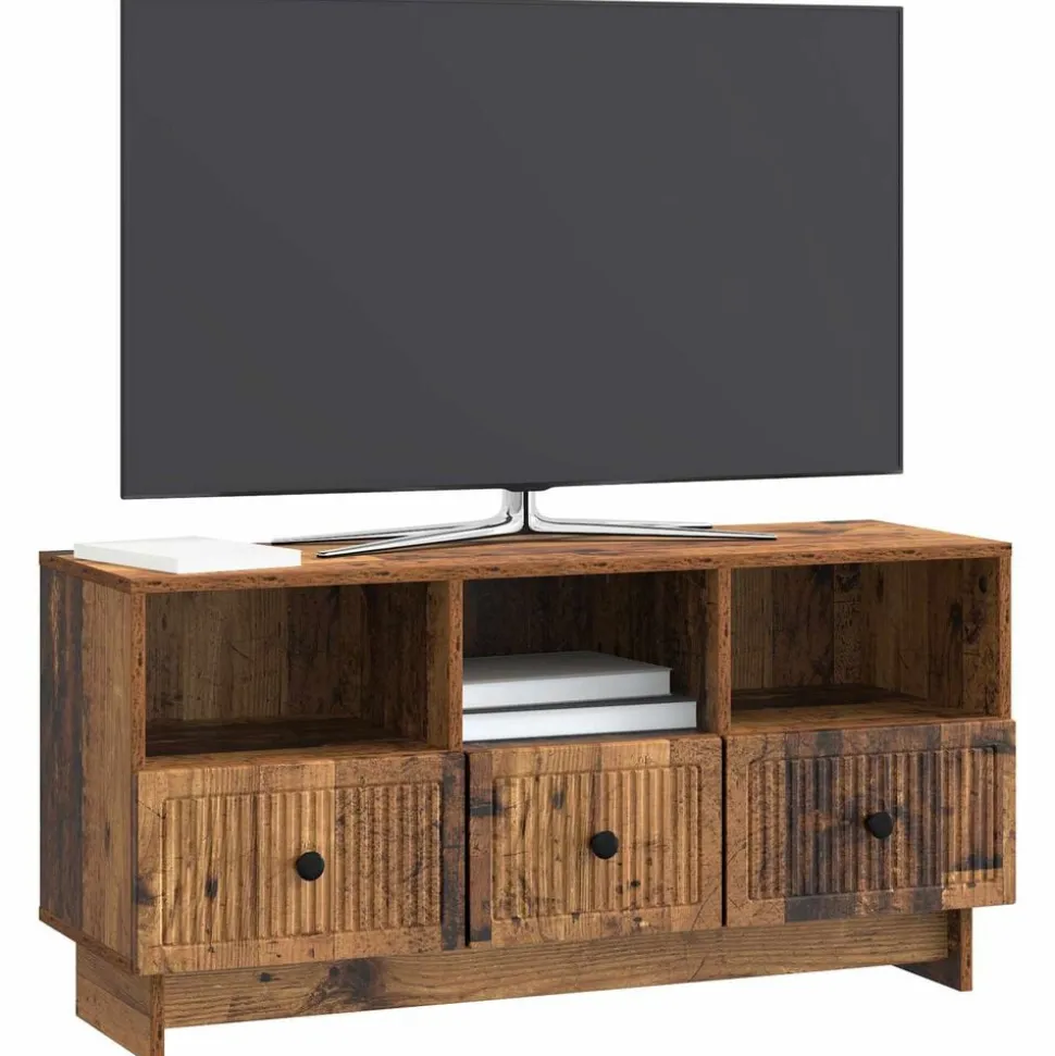 vidaXL TV-kast met lade Oud hout 102 x 34,5 x 50 cm Bewerkt hout