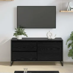 vidaXL TV-kast met lade Zwart Eiken 100 x 36 x 49.5 cm Bewerkt hout
