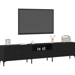 vidaXL TV-kast met lade Zwart eiken 200 x 25 x 44 cm Bewerkt hout