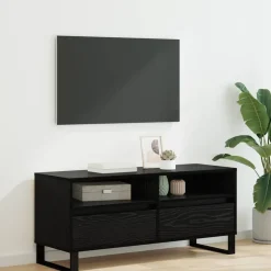 vidaXL TV-kast met lade Zwart Eiken 100 x 34,5 x 44,5 cm