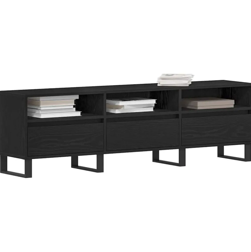vidaXL TV-kast met lade Zwart Eiken 150 x 30 x 44,5 cm Bewerkt hout