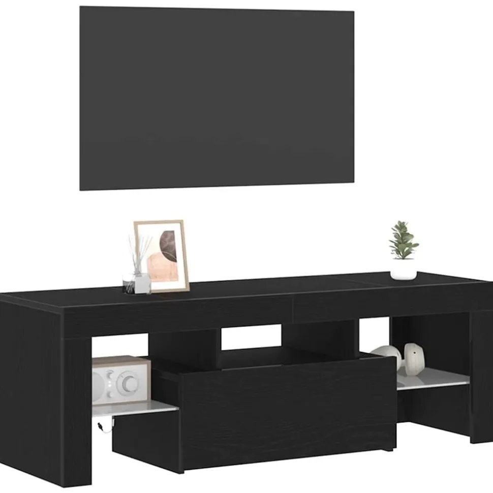 vidaXL TV-kast met lade Zwart Eiken 120 x 35 x 40 cm Bewerkt hout