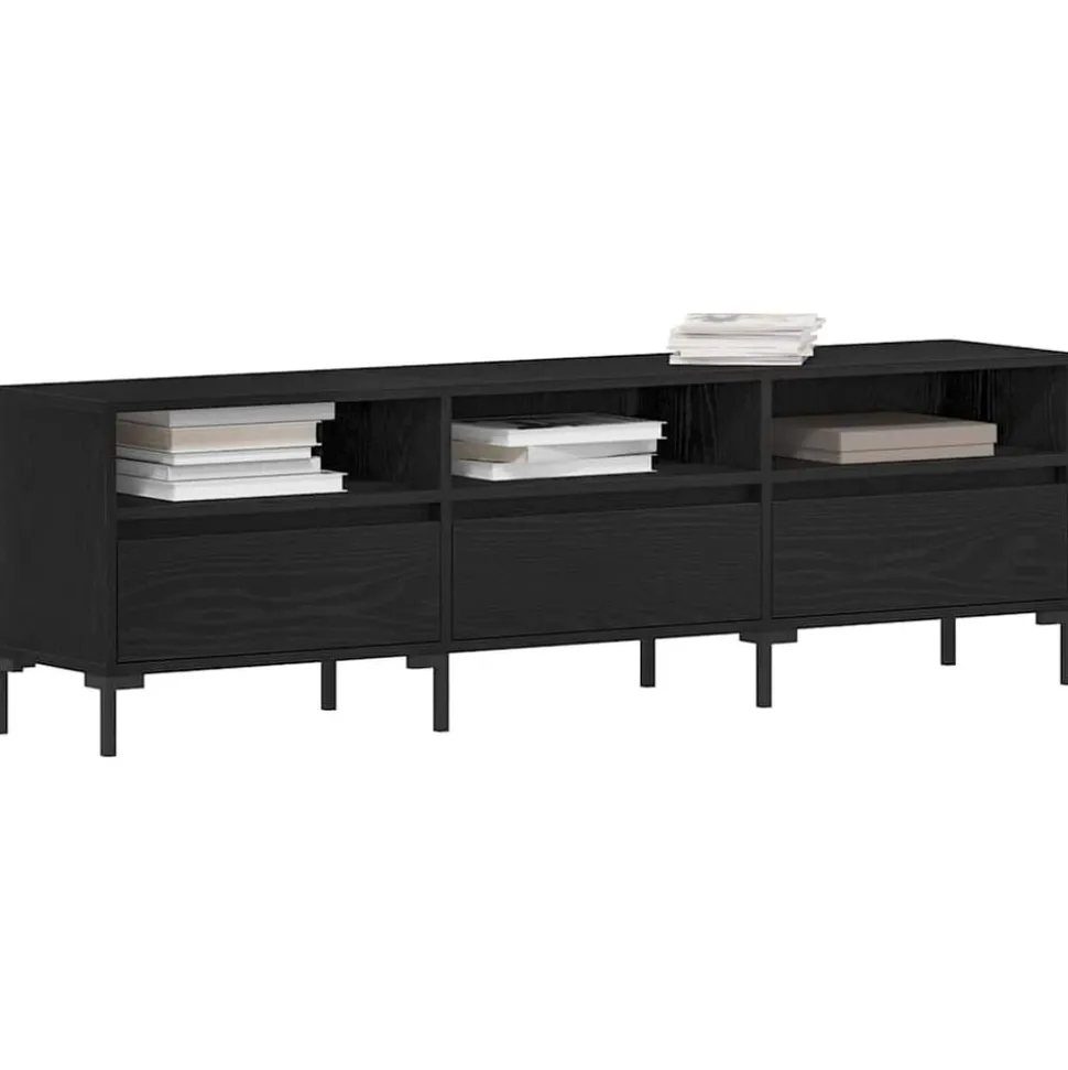 vidaXL TV-kast met lade Zwart Eiken 150 x 30 x 44,5 cm Bewerkt hout
